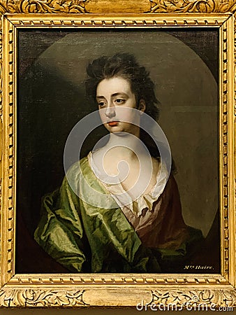 Michael Dahl, Portrait of Mrs Haire 1701 at the Tate Britain in London England UK Editorial Stock Photo